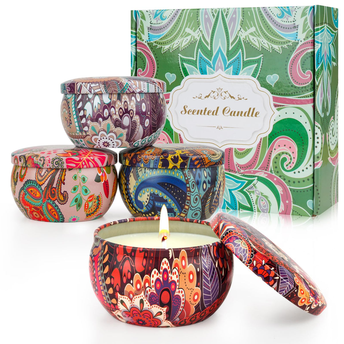 4 Pack Scented Candles Gifts for Women 10oz Home Scented Candles 100Hours Aromatherapy Candle Gifts Set Soy Wax Candles for Christmas Day Birthday Mothers Day Valentines Day