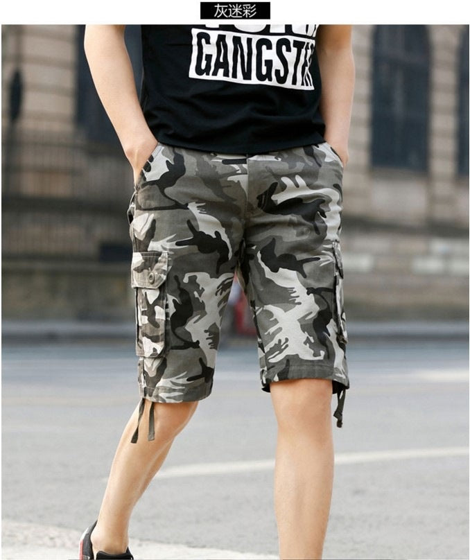 Men's Loose Fit Camouflage Cargo Shorts with Pockets