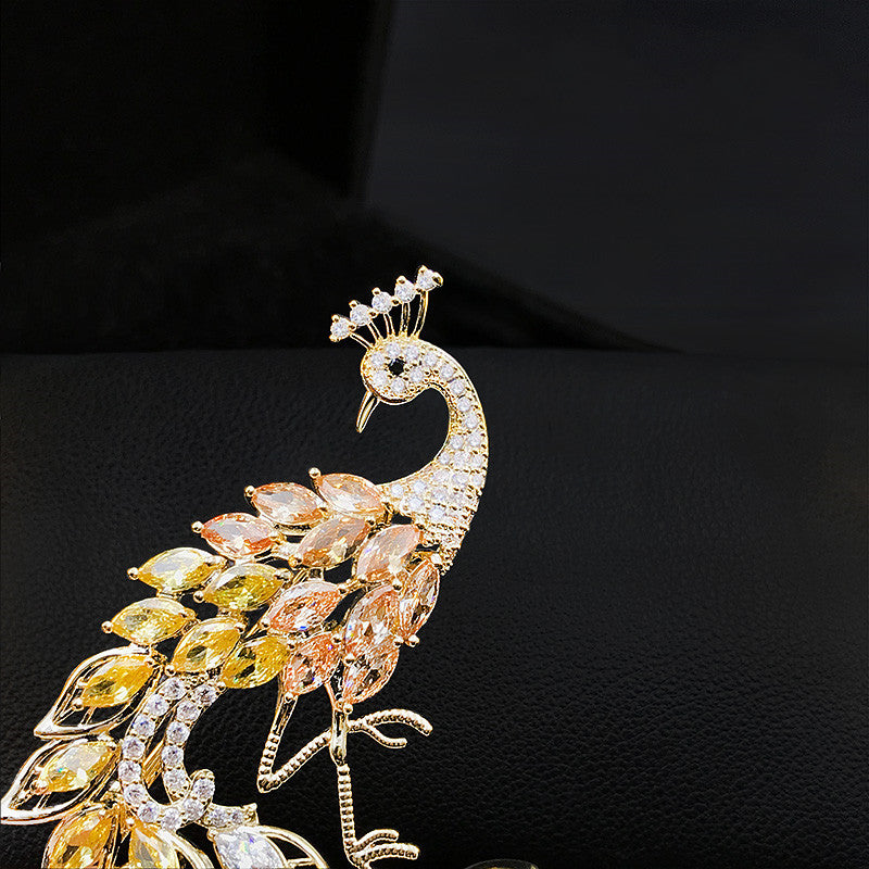 Elegant Peacock Brooch for Women’s Suit Accessories