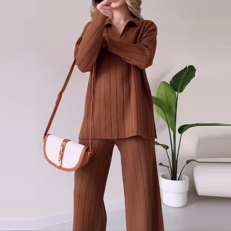 2023 Fall Women’s Casual Polo Collar Outfit Set