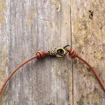 Natural Stone Turquoise Leather Woven Necklace