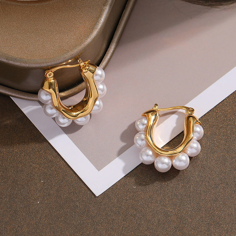 Vintage U-Shaped Pearl Earrings for Women (Unique Design)