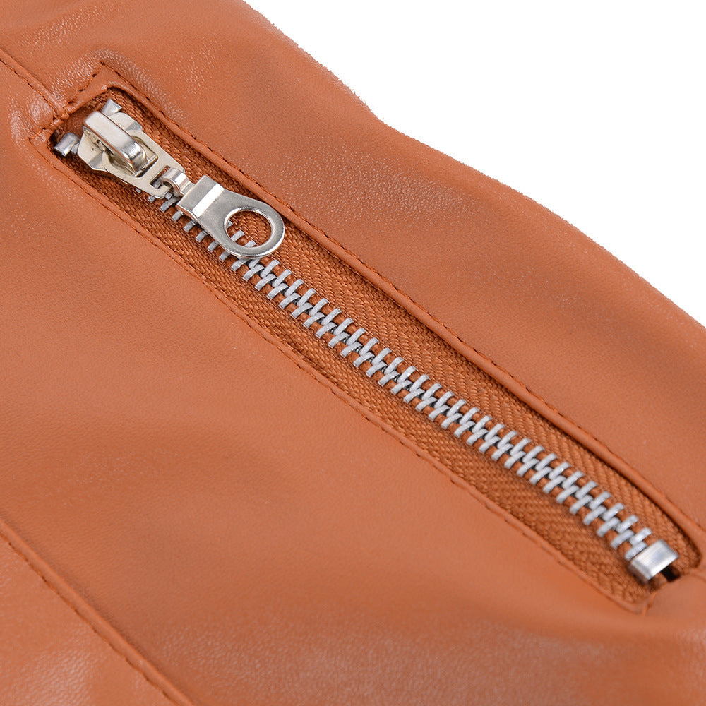 Plus Size Women’s Lapel Leather Jacket (In Stock)
