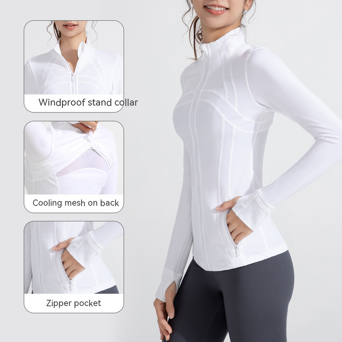 Women’s Stand Collar Zip-Up Sports Jacket