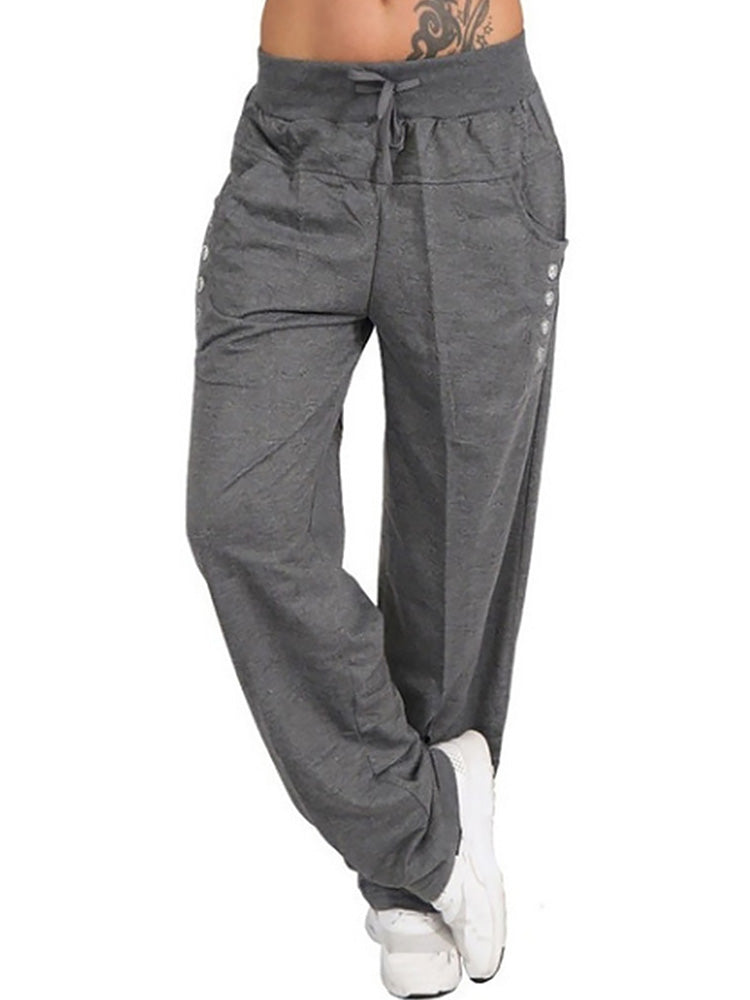 Women’s Solid Color High Waist Loose Joggers Pants
