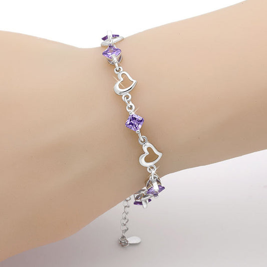 Silver-Plated Heart Bracelet Jewelry