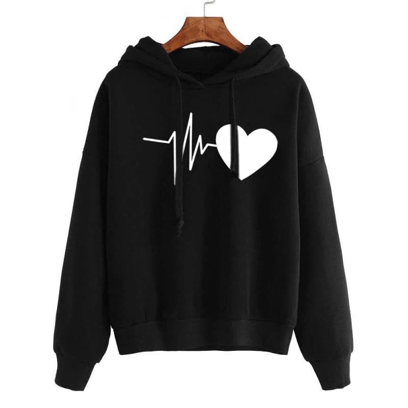 Heart Print Women’s Long Sleeve Streetwear Hoodie