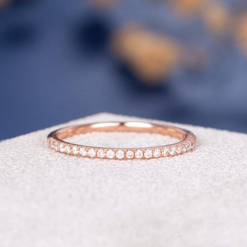 Women’s Simple Gold-Plated Zirconia Stackable Ring