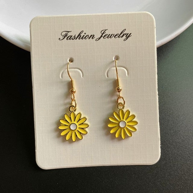 Korean Fashion Sunflower Necklace and Earring Set for Girls