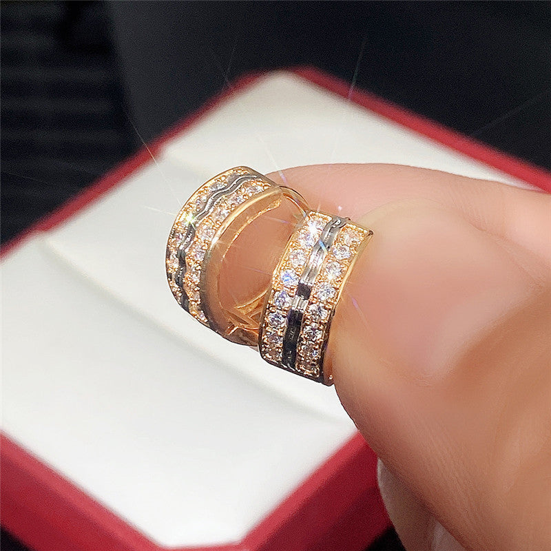 Hip Hop Style Unisex Earrings with Zircon Stone (Wholesale)
