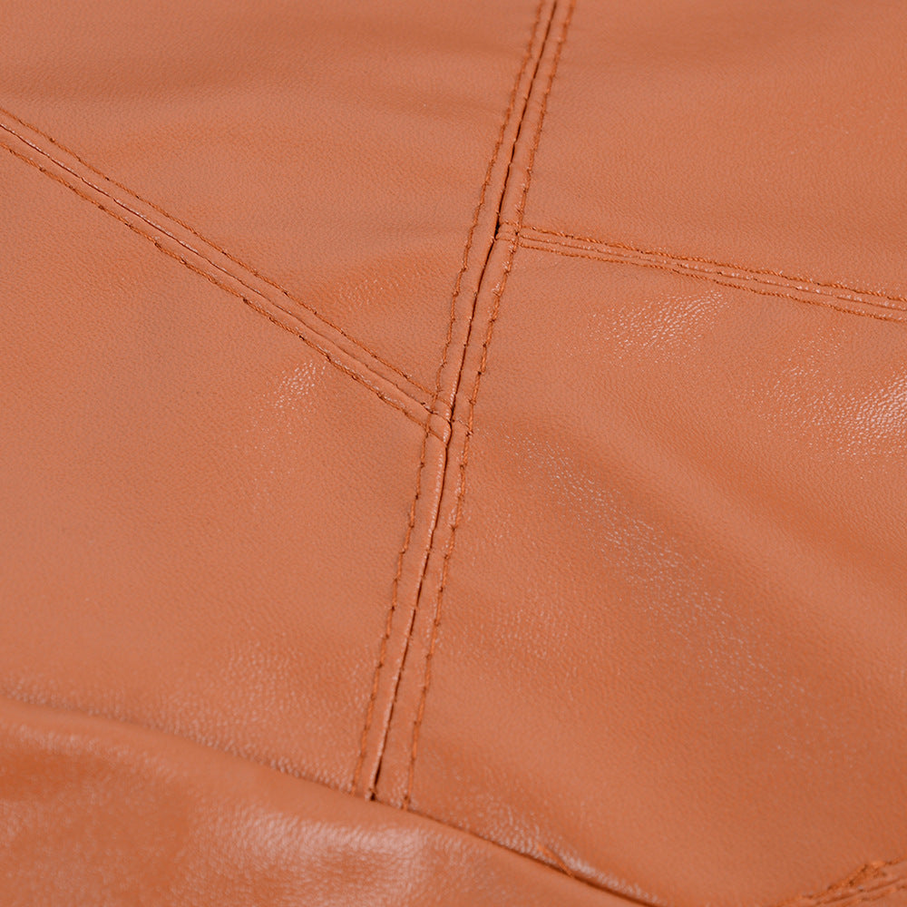 Plus Size Women’s Lapel Leather Jacket (In Stock)