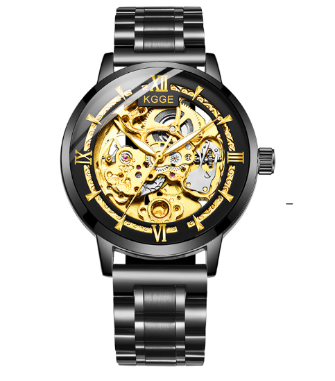 Fashion Hollow Mechanical Watch with Leather Strap