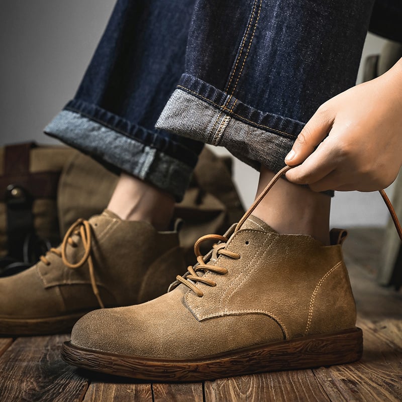 Vintage British Style Mid-Top Work Boots