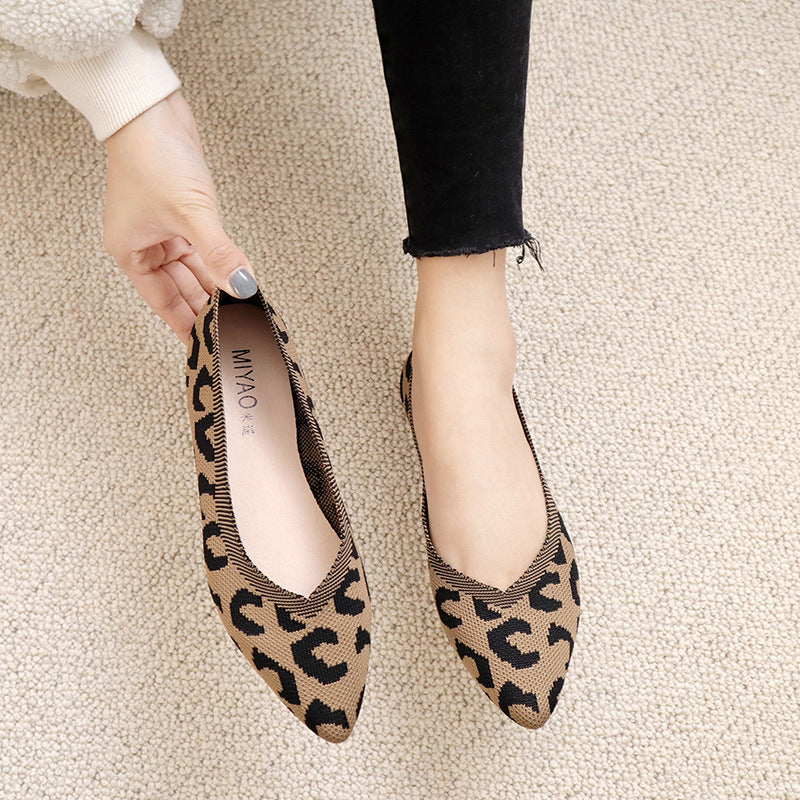 2022 Spring Women’s Woven Leopard Print Flat Shoes