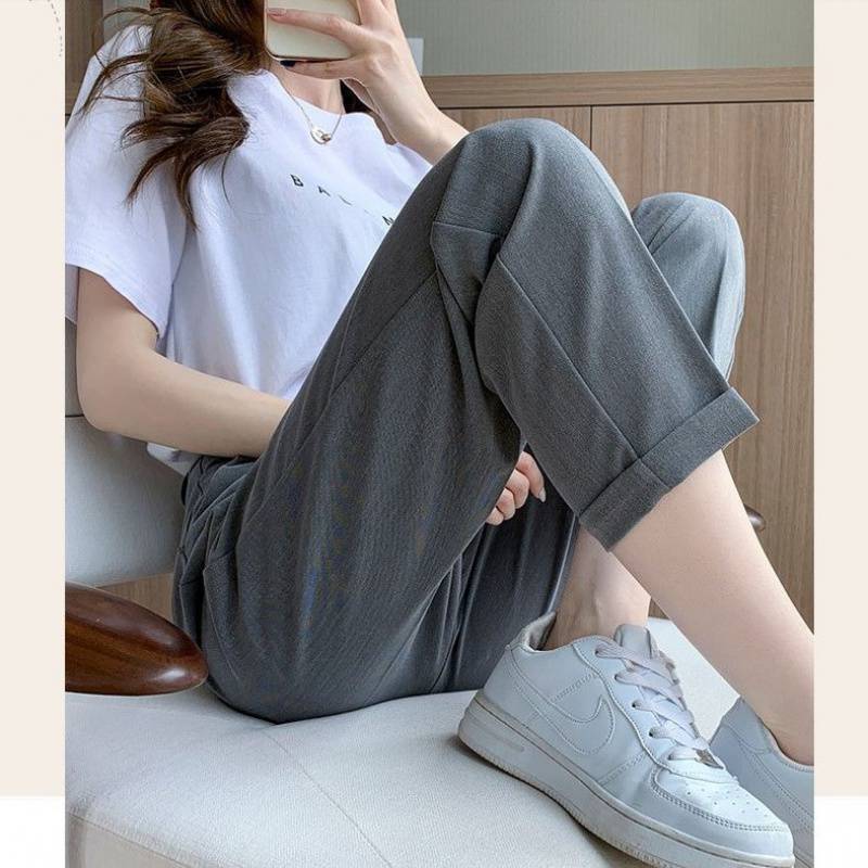 High-Waisted Gray Suit Trousers for Women (Autumn Style)
