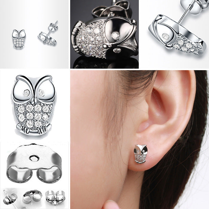 Owl Crystal Stud Earrings