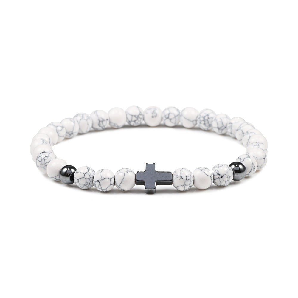 Fashion Hematite Beaded Stretch Bracelet with Turquoise