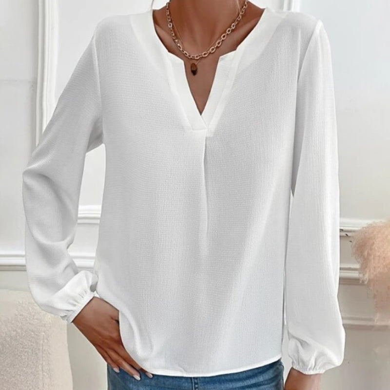 Fashionable Solid Color Loose Chiffon Long-sleeve Shirt
