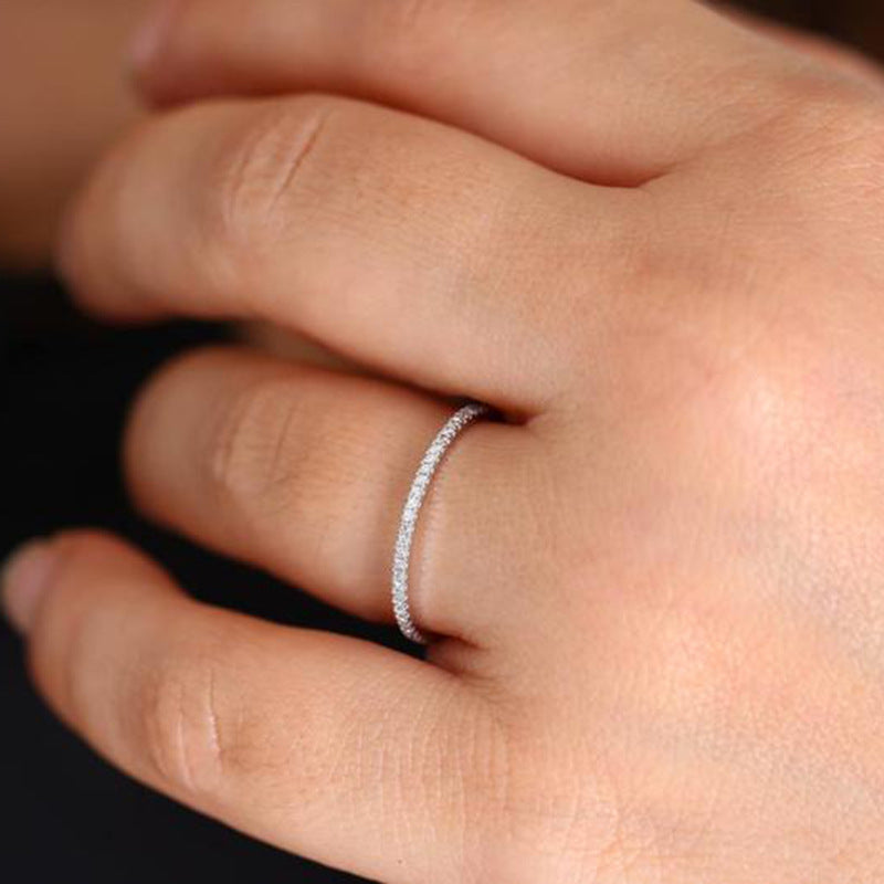 Women’s Simple Gold-Plated Zirconia Stackable Ring