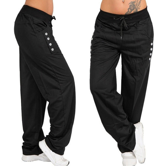 Women’s Solid Color High Waist Loose Joggers Pants