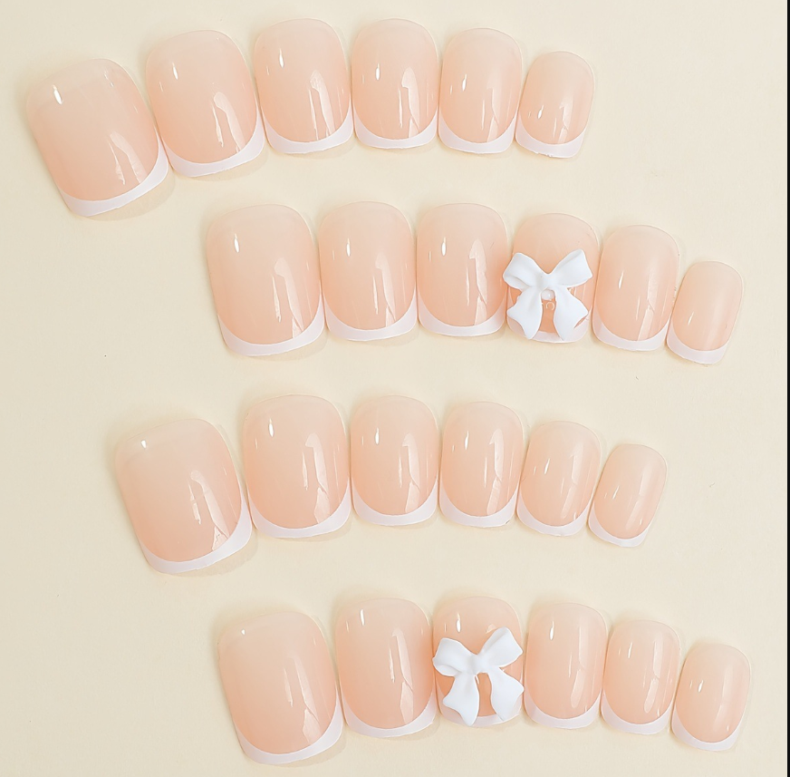 White Bow Nail Stickers