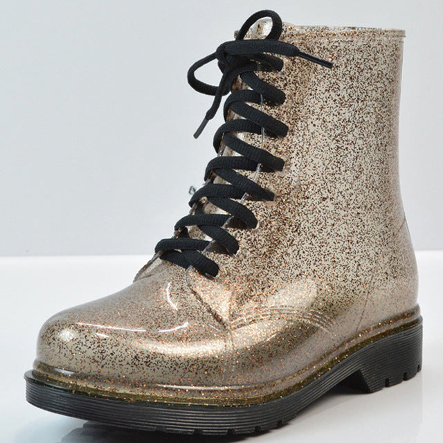 Fashionable Mid-Calf Lace-up Women’s Rain Boots