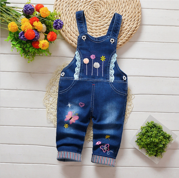 American Style Girl Faded Jeans Jumpsuit