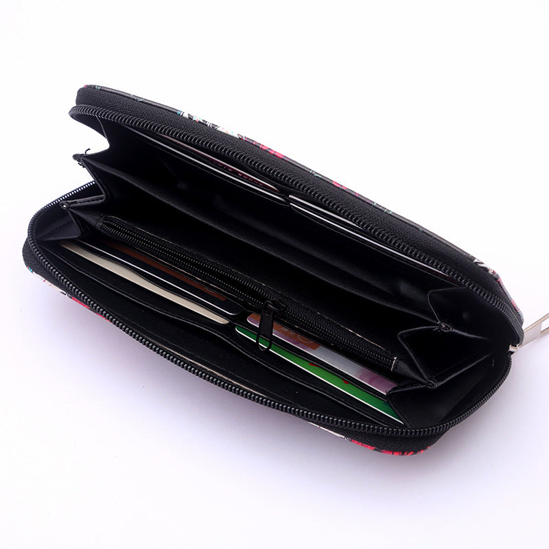 Colorful Skull Print Women's Long Clutch Wallet