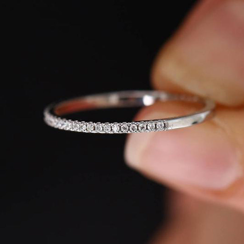 Women’s Simple Gold-Plated Zirconia Stackable Ring