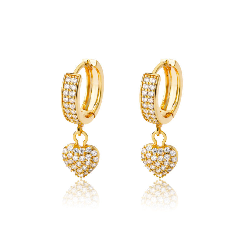 Fashion Heart-Shaped Earrings with Zirconia for Women