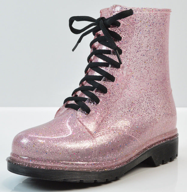 Fashionable Mid-Calf Lace-up Women’s Rain Boots