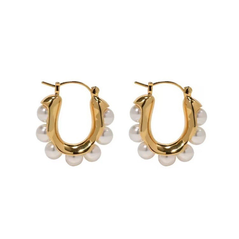 Vintage U-Shaped Pearl Earrings for Women (Unique Design)