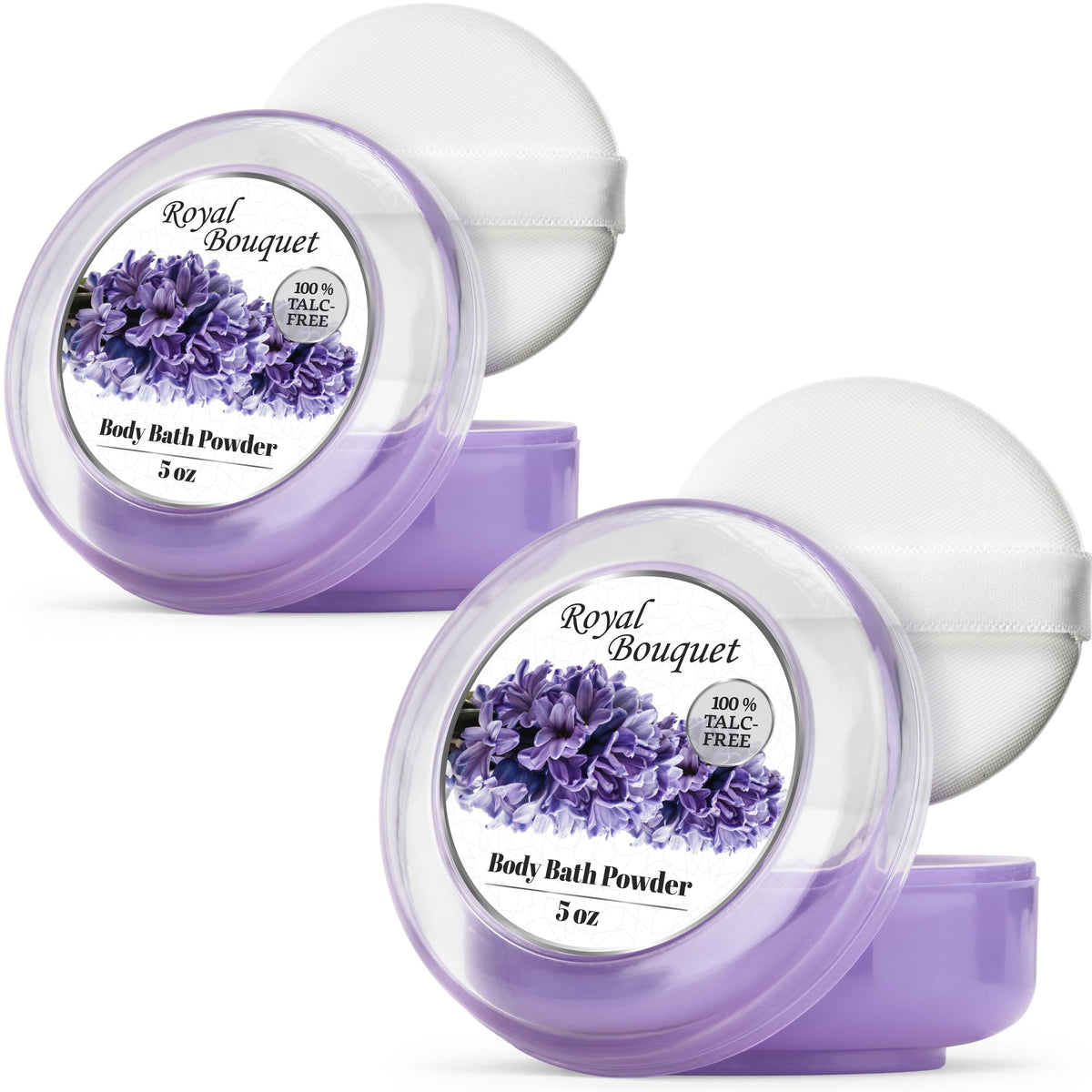 R-NEU 2 Pack Body Powder for Women with Powder Puff 100% Talc-Free Elegant Royal Bouquet Scented Dusting Powder After Bath for Soft Skin Extra Large (10oz)