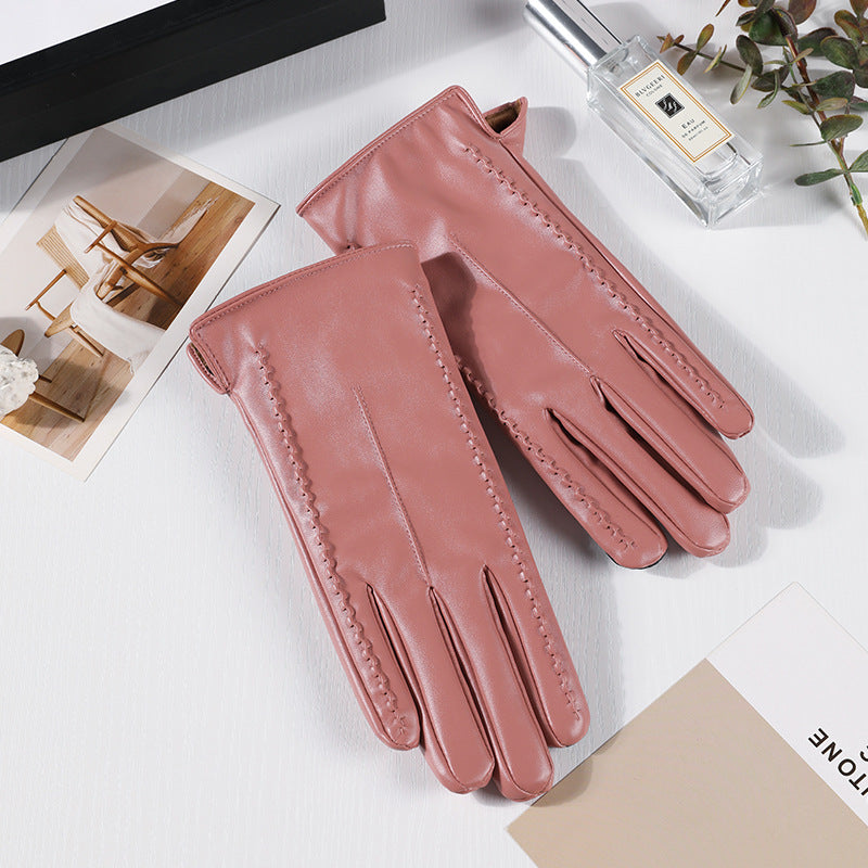 Women’s Warm Winter Leather Gloves with Touchscreen
