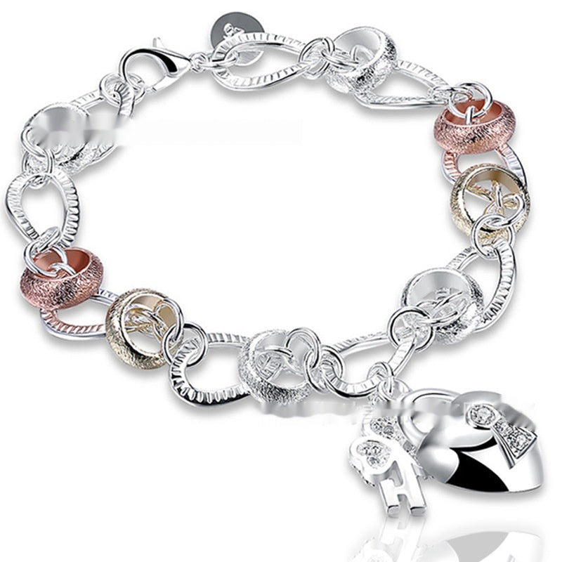 Silver Love Key Bracelet for Women’s Jewelry