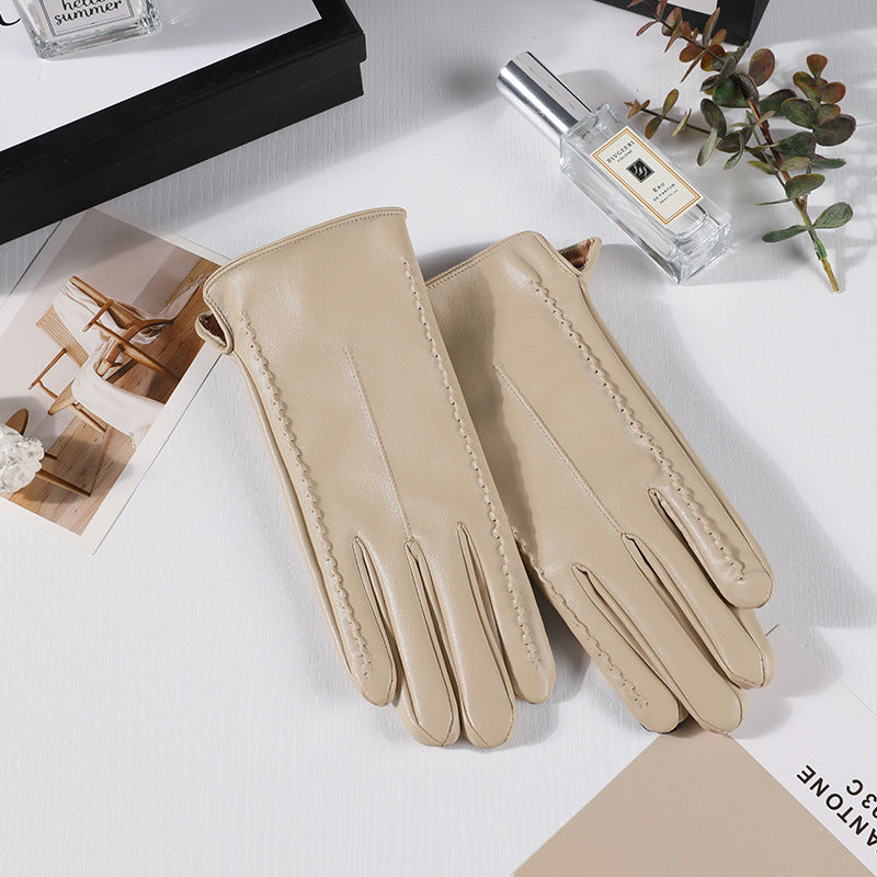 Women’s Warm Winter Leather Gloves with Touchscreen