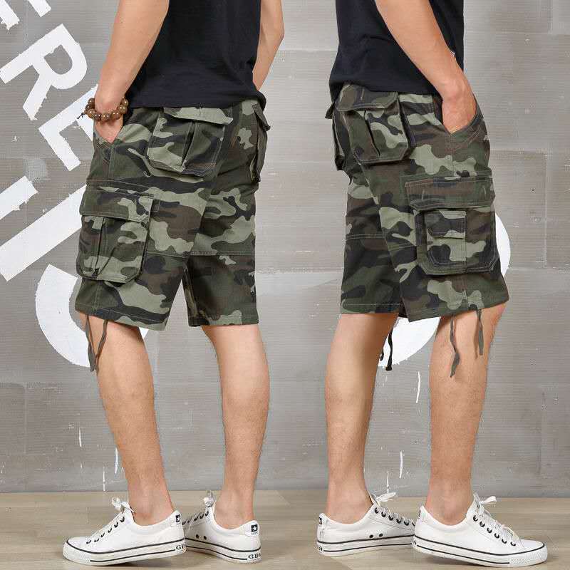 Men's Loose Fit Camouflage Cargo Shorts with Pockets