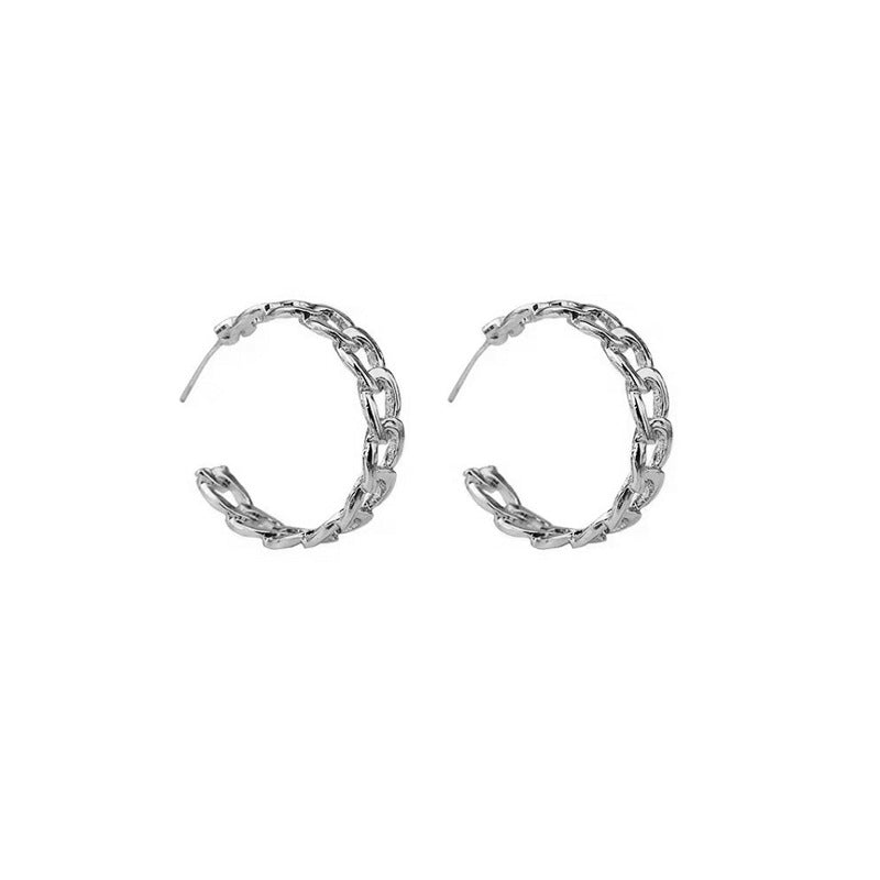 S925 Vintage Metal Hollow Chain Earrings Fashion