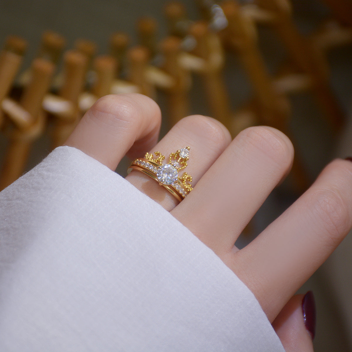 Simple Copper Zircon Ring Set for Women’s Fashion