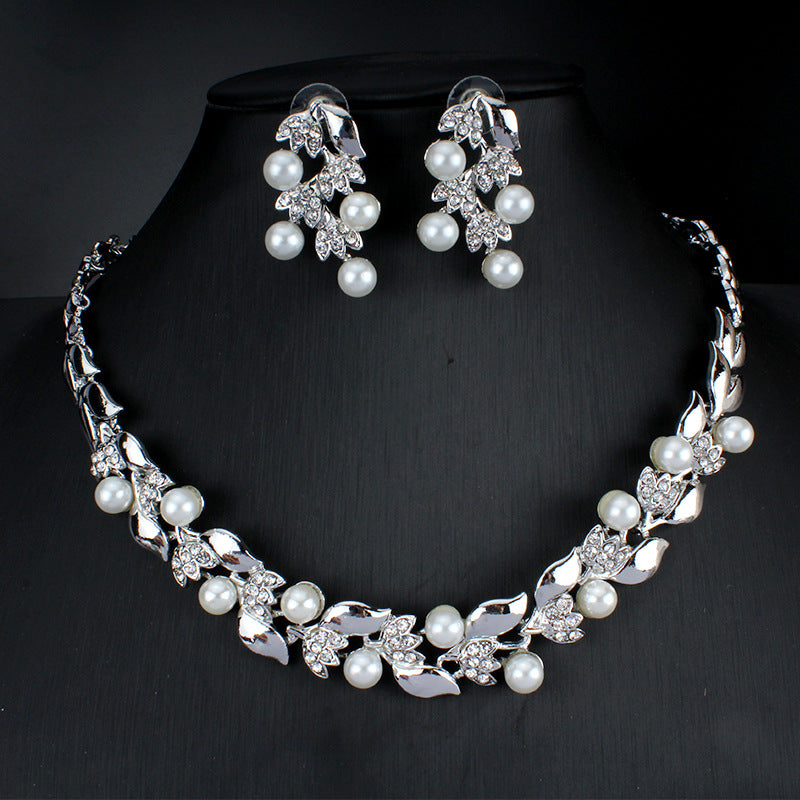 Bridal Party Dress Jewelry Set with Pearl Necklace & Earrings