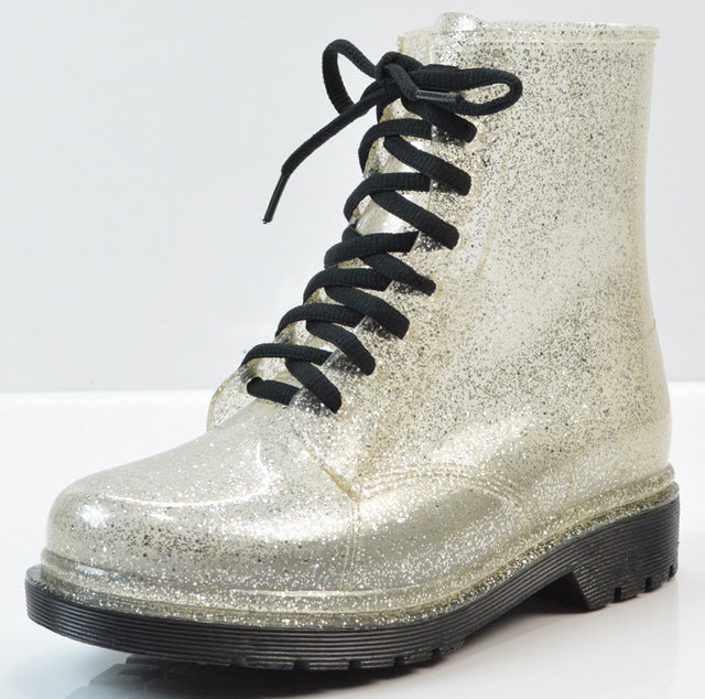Fashionable Mid-Calf Lace-up Women’s Rain Boots