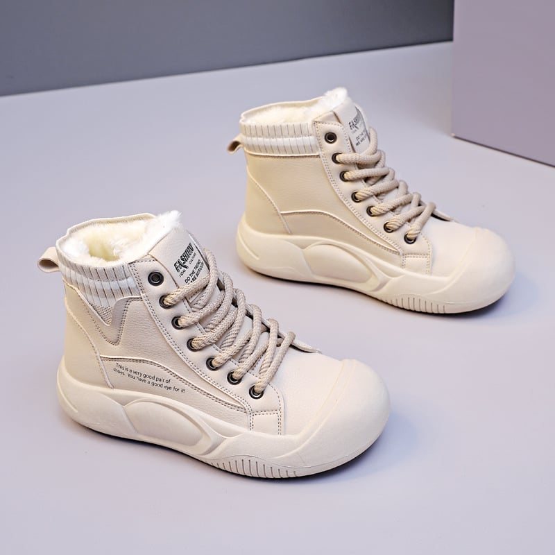 Women's Fleece-lined High-top Casual Shoes for Fall/Winter