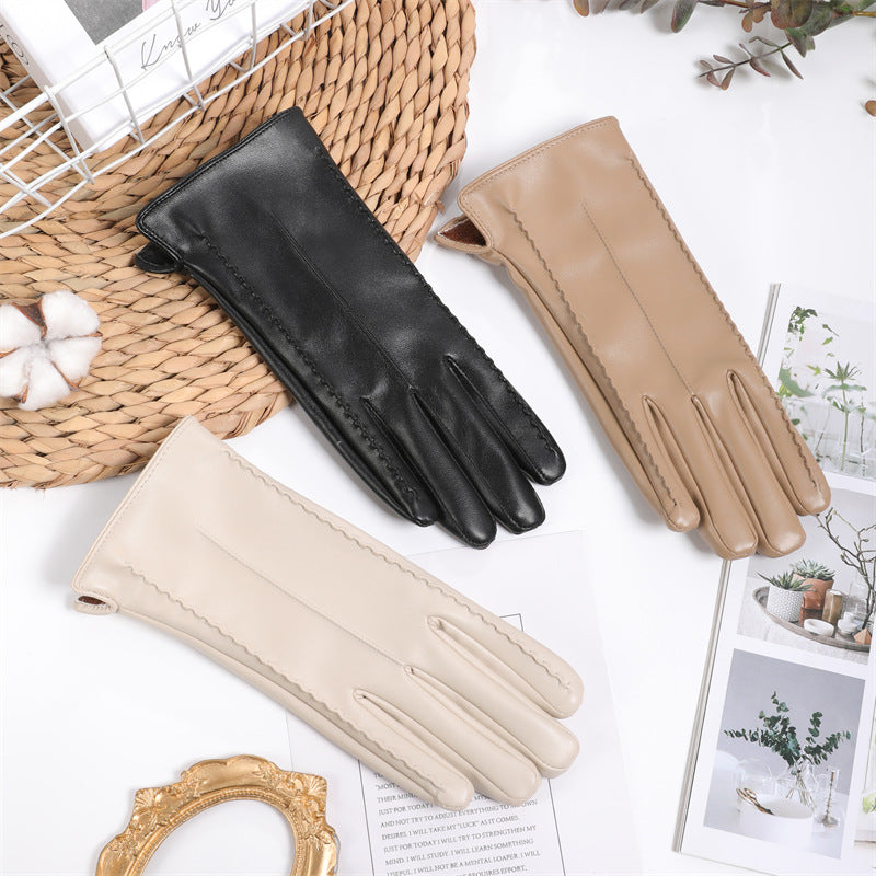Women’s Warm Winter Leather Gloves with Touchscreen