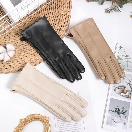 Women’s Warm Winter Leather Gloves with Touchscreen