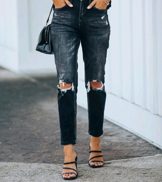 Women's High Waisted Stretch Jeans with Ankle Fit
