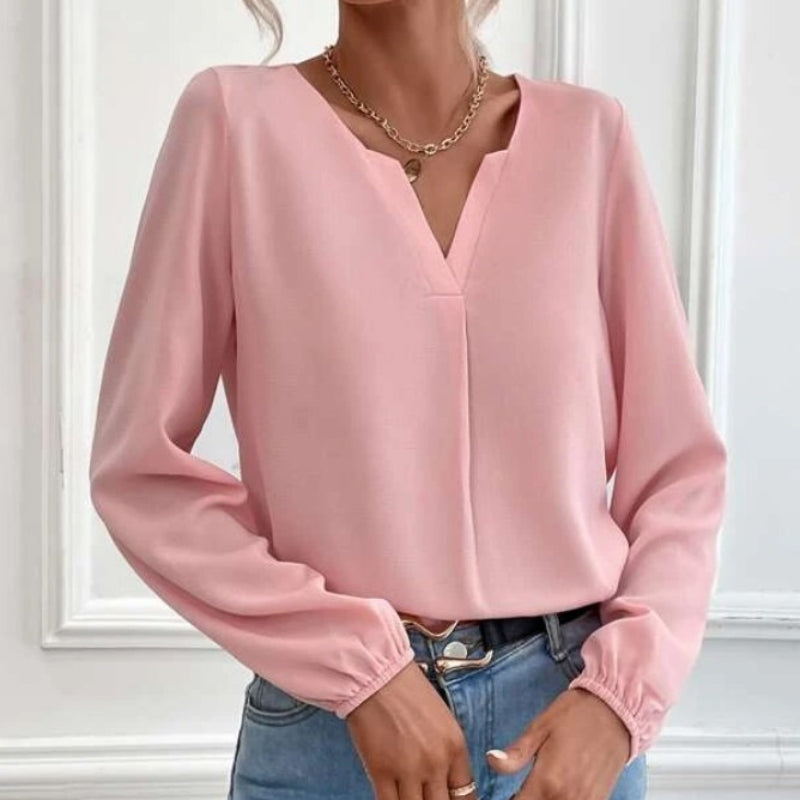 Fashionable Solid Color Loose Chiffon Long-sleeve Shirt