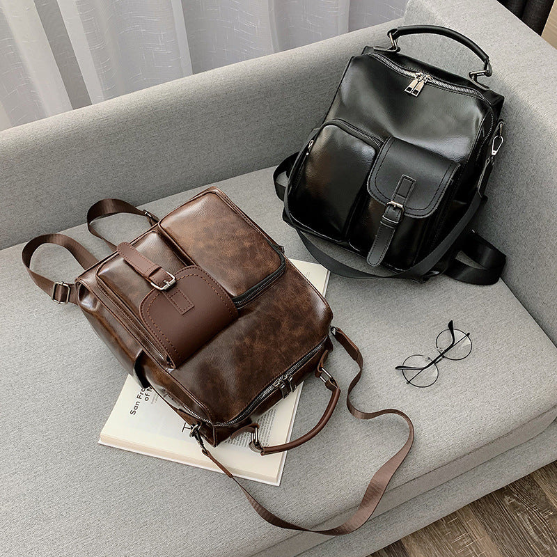 Vintage Large Capacity PU Leather Women’s Backpack Bag