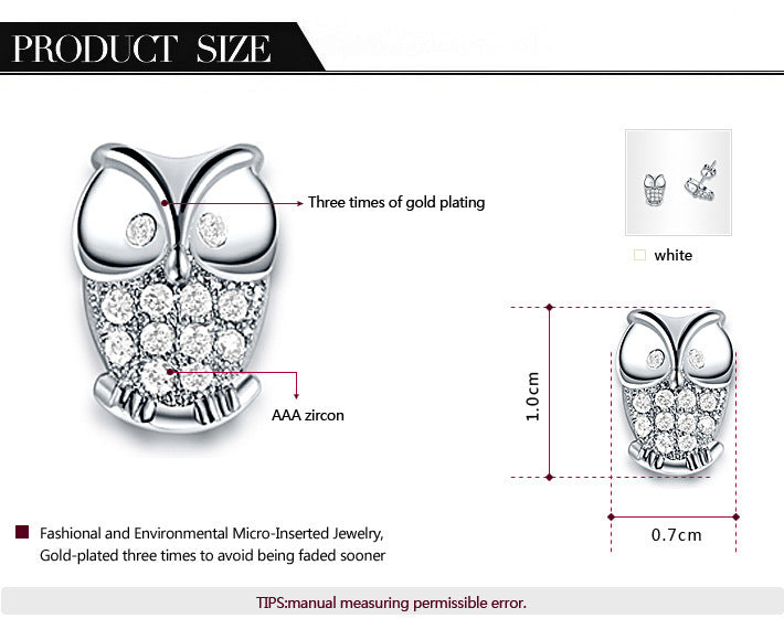 Owl Crystal Stud Earrings