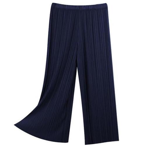 Women’s High-Waisted Pleated Wide-Leg Pants (Black)