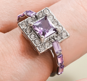 Square Diamond-Encrusted Ring Jewelry